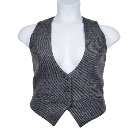Jennifer Nicole Womens Grey Wool Silk Button Front Vest Size M - Picture 1 of 5
